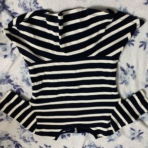 striped gap blouse with ruffles